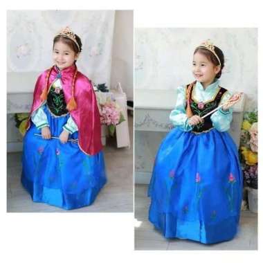 Princess Anna Elsa Frozen Dress Costume | Baju Kostum Putri Anak 2 Jubah Pink 110