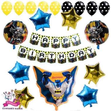 BATMAN BANNER FLAG SET DEKORASI/BALON DEKORASI ULANG TAHUN ANAK LAKI