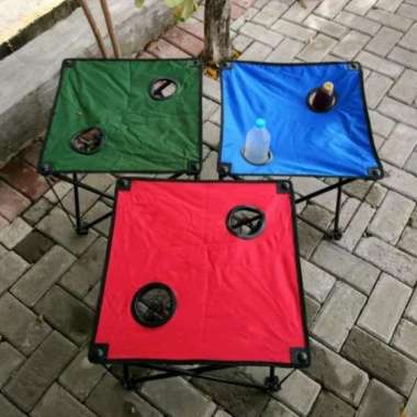 Meja Lipat Camping Mancing Outdoor Portable Table Bangku Lipat Lwy Merah