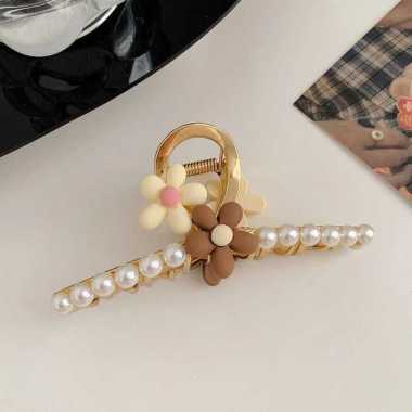 FG Jepit Rambut Wanita Jepitan Wanita Motif Bunga Mutiara Import Bahan Metal Ukuran Besar Hairpin Pi