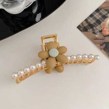 FG Jepit Rambut Wanita Jepitan Wanita Motif Bunga Mutiara Import Bahan Metal Ukuran Besar Hairpin Pi