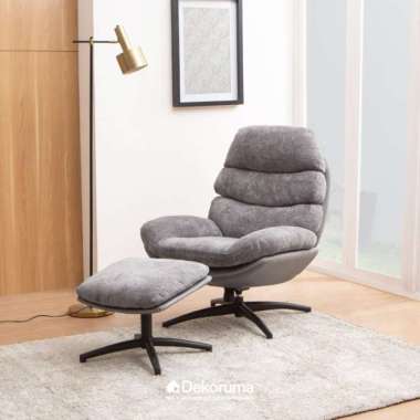 Dekoruma SEIJI Sofa Aksen Single Seater dengan Stool Abu