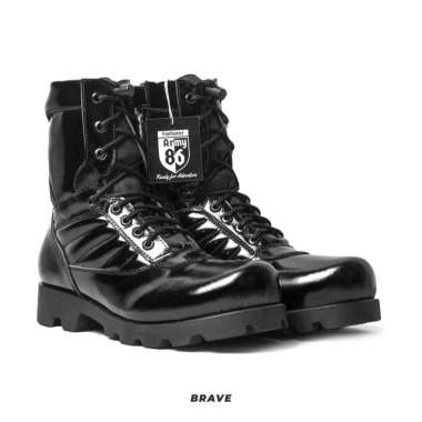 Mivaso Sepatu PDL Boots TNI Polri 100% Asli Kulit Sapi Army86 Footwear 42 Hitam