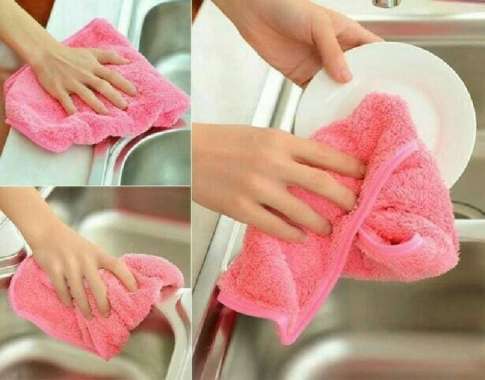 Kain Lap Tangan Polos Warna Merah Muda
