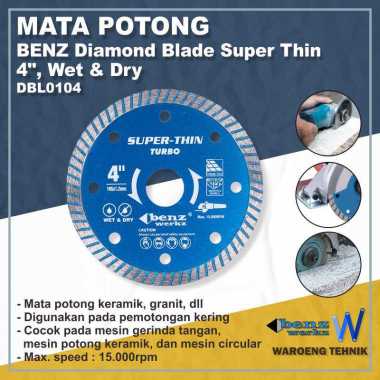 Mata Gerinda Potong Keramik 4" BENZ Diamond Blade Super Thin Turbo WET/DRY DBL-0104
