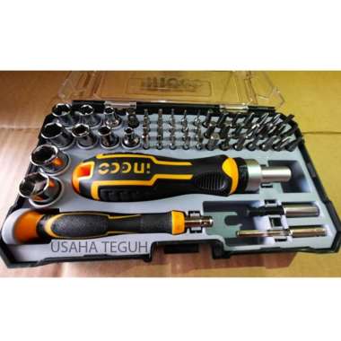 55 pcs Obeng Multifungsi Gagang Karet Presisi Tool Set Ingco HKSDB0558