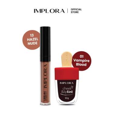 Implora Korean Matte Ombre Lips (Hazelnude Lip Cream + LipTint)Implora Vampire Blood
