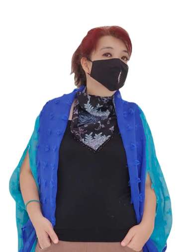 Syal Kecil Scarf Segitiga Scarf Batik Gesyal Scarf Leher Katun Biru Hitam