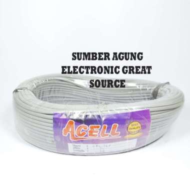 Acell Kabel Abu Kable Listrik Telpon 2x0.6 isi 2C Panjang 50 Kecil Lentur Indoor