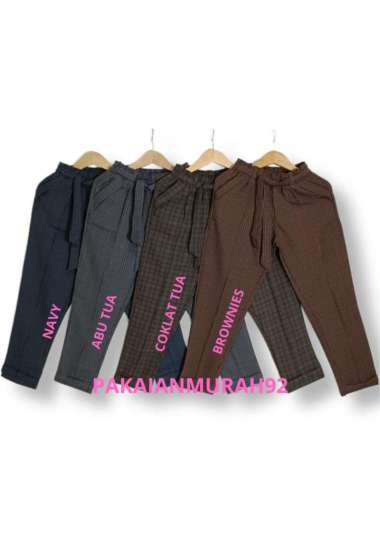Celana Tartan Panjang Wanita/Celana Motif Kotak Premium/Motif 1 Brownies
