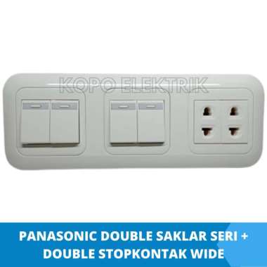 Double Saklar Seri + Double StopKontak Panasonic 3 Gang Tanam