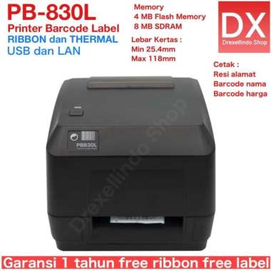 PRINTER BARCODE LABEL IWARE PB-830L / PB830L / PB830 USB LAN RIBBON dan THERMAL PB830L
