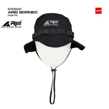 Topi Rimba Jungle Hat Arei Rei Borneo Bolak ORIGINAL 100% Hitam
