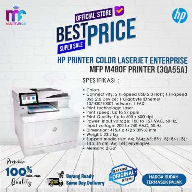 HP Printer Color LaserJet Enterprise MFP M480F Printer (3QA55A)