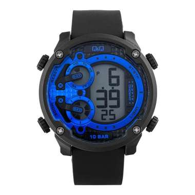 Jam Tangan Pria Q&Q M169J802Y Men Digital Dial Black Rubber Strap [No Box] Hitam