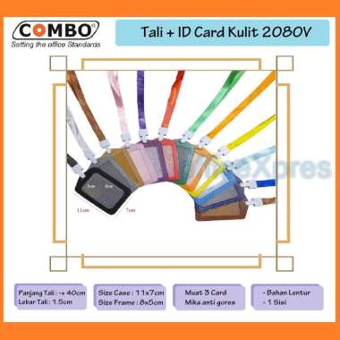 ID Card Kulit + Tali / Tali Id Card Set / Card Case Kulit Dan Tali Set / Gantungan Id Card Kulit 208