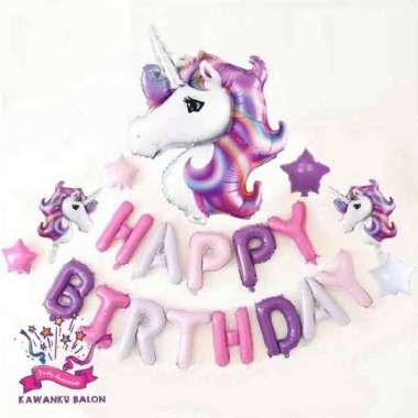 3 COLOR UNICORN DEKORASI SET/BALON FOIL UNICORN Ungu