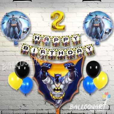 BATMAN SIMPLE DECORATION SET/DEKORASI ULTAH ANAK COWO/BALON FOIL 7 Tanpa