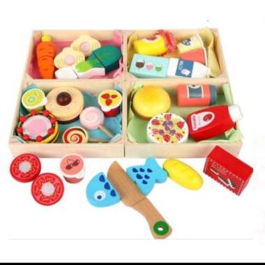 aneka buah potong ( tempat kotak ) - mainan kayu  Multicolor