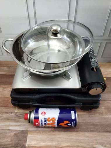 Paket Kompor Portable + Panci Shabu + Gas Portable Progas Slim