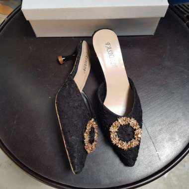 X Heels Wanita Pesta Heels Kekinian Import Elegant Party Mules 6720 Black 40