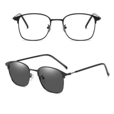 COD - Kacamata 2IN1 Lensa Photocromic Anti Radiasi Model Kotak -PC1924 BLACK