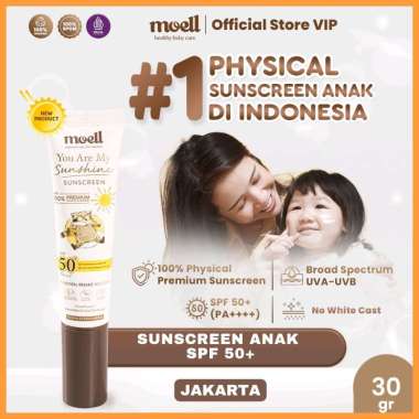 MOELL PHYSICAL SUNSCREEN ANAK & BAYI 30ML | SPF 50+ | WATERPROOF | WATER RESISTAT Sunscreen SPF 50
