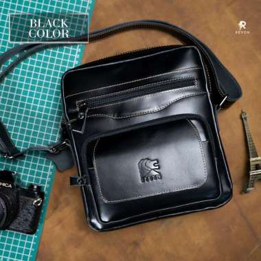 VERISH LEATHER - Tas selempang pria kulit asli Reven Breaker Slingbag kulit black