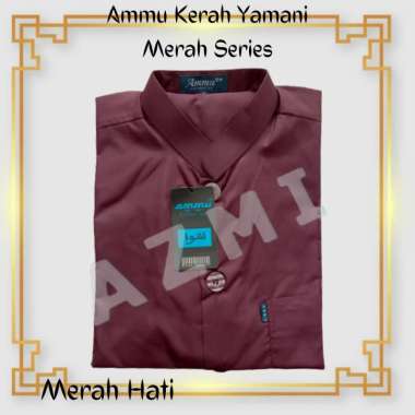Promo Baju Koko Ammu Dewasa Kerah Yamani Merah Hati Termurah XL
