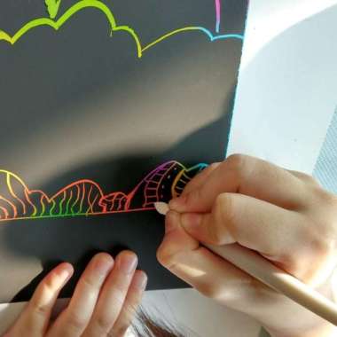 Scratch Art Paper Pen - Pen Kertas Kaligrafi Pelangi
