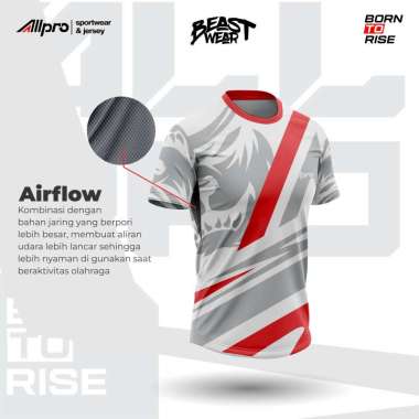 ALLPRO Kaos Sport Jersey PingPong Badminton Beast White Red XXXL
