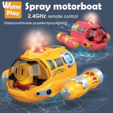 Mainan Anak Remote Control RC Spray Gas Boat Kuning