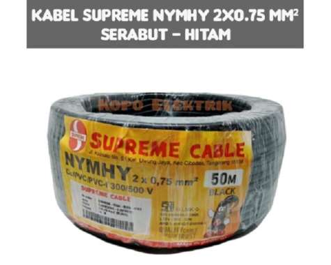 Kabel Supreme Serabut 2x0.75 NYMHY 2x0,75 Hitam