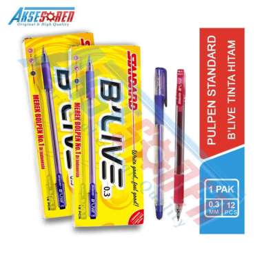 Aksesoren Pulpen Standard B'Live [1 Pack/12 Pcs] / Ballpoint Gel Pena 1 Pak / Alat Tulis Sekolah Bal