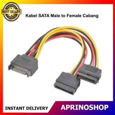 Kabel SATA 15 Pin Male to Female Dual Cabang Splitter