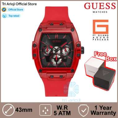GUESS Watches GUESS GW0203G5 Original PHOENIX Jam Tangan Pria Analog Red Silicone