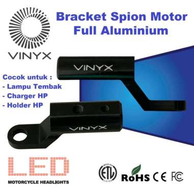 Braket Dudukan Lampu Sorot Motor VINYX // Holder HP Bracket Spion Charger HP LED Bar Stand Aluminium