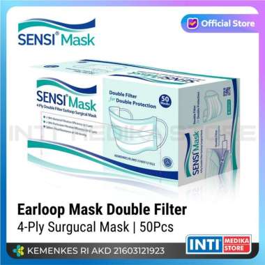 SENSI - (NEW) Masker 4 Ply Earloop Double Filter | Surgical Mask Hijau