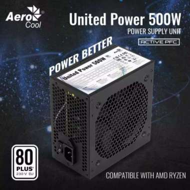 Power Supply AEROCOOL United Power 500W PSU PC Gaming 80+ 500W Up United Aerocool 80 Plus
