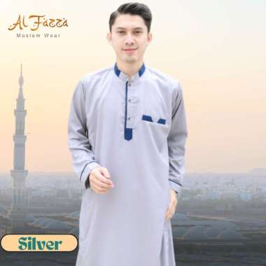 Haikal Moslem Jubah Kuffah Lengan Panjang Oblong Bahan Katun 5 Warna Silver M