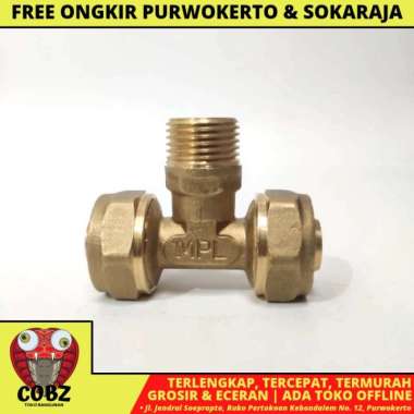 L 20 x 1/2 IN / MPL Tee Selang Pex Drat Luar Ke Pipa Kuningan
