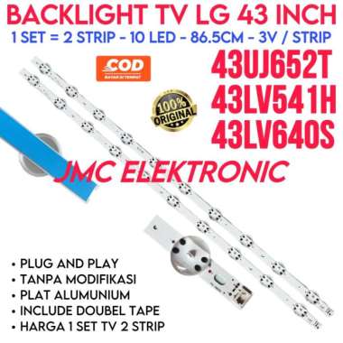 BACKLIGHT TV LED LG 43UJ652T 43LV640S LAMPU BL 43 INCH 10K LENSA BESAR