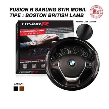 Cover Sarung Stir Setir Mobil FUSION R Boston British Kulit Domba Asli Cokelat