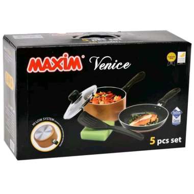 MAXIM WAJAN TEFLON PANCI ANTI LENGKET VENICE SET 5 PCS SPATULA SPON