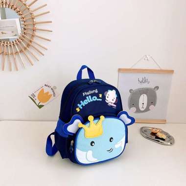 Tas Anak TK Tas Sekolah Anak Perempuan Laki laki PAUD TK Waterproof Navy