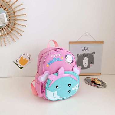 Tas Anak TK Tas Sekolah Anak Perempuan Laki laki PAUD TK Waterproof Pink