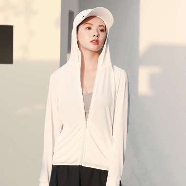 Pelindung Matahari Wanita Pakaian Jaket Anti Sinar Matahari White M