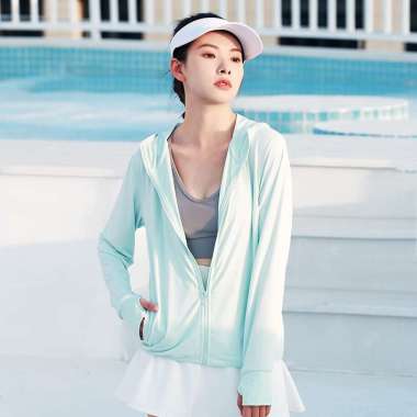Pelindung Matahari Wanita Pakaian Jaket Anti Sinar Matahari Green XXXL