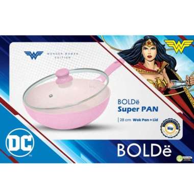 BOLDe Wajan Penggorengan + Tutup Kaca / Super Pan Wok Wonder Woman Edition 28 cm + Lid Pink
