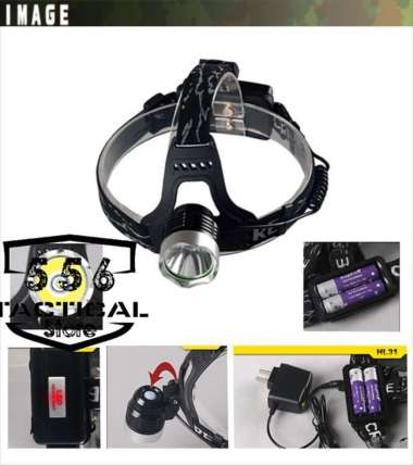 365 flash senter kepala led cree flashlight - HITAM